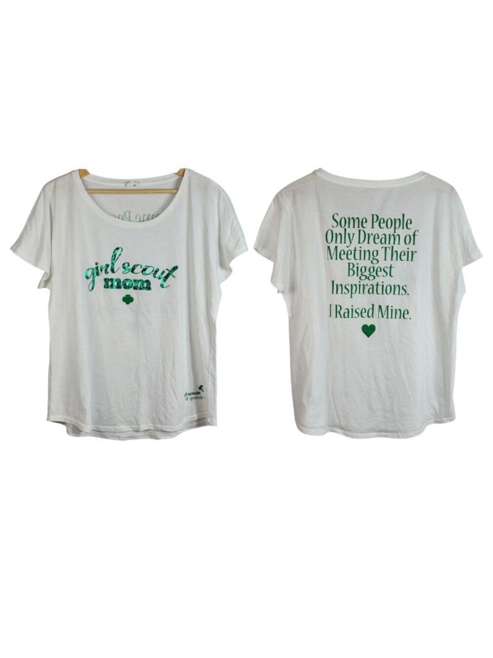 Girl Scout Mom TShirt White XL Sparkle Green Logo Short Sleeve Dream Inspiration